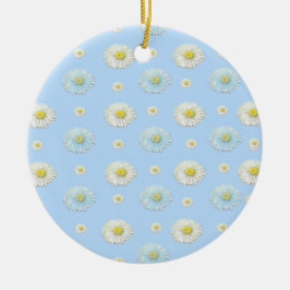 Daisy Mönster på ljusblå bakgrund Julgransprydnad Keramik