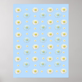 Daisy Mönster på ljusblå bakgrund Poster