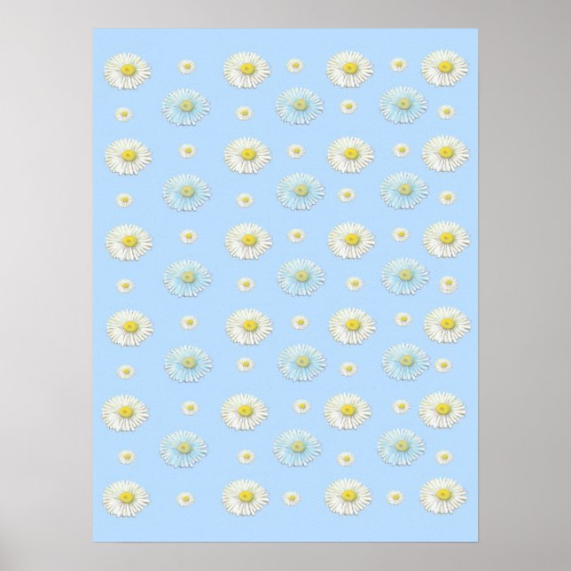 Daisy Mönster på ljusblå bakgrund Poster (Framsidan)