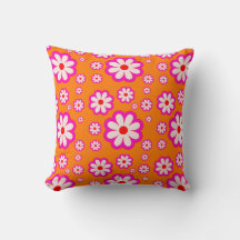 Daisy Mönster Rosa & Orange 70 s BOHO Blommigt Ret