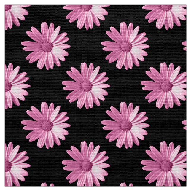 Daisy Mönster - Rosa på svart Tyg (Provkarta)