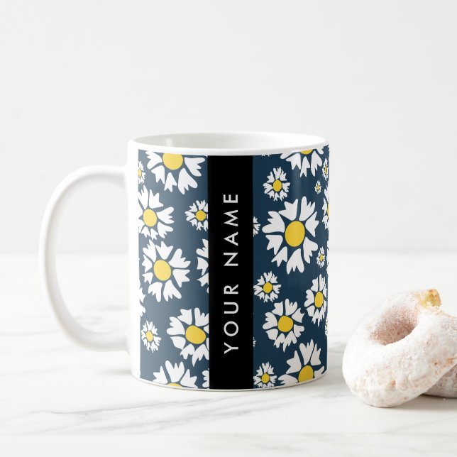 Daisy Mönster, vita Daisy, ditt namn Kaffemugg (Med munk)