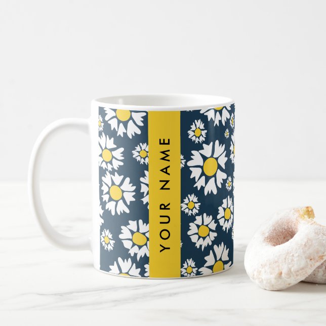Daisy Mönster, vita Daisy, ditt namn Kaffemugg (Med munk)