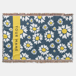 Daisy-mönster, Vita prästkragar, Ditt Namn Filt