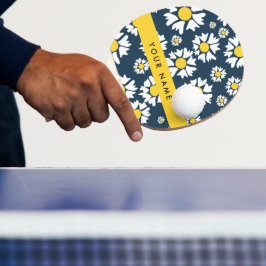 Daisy-mönster, Vita Prästkragar, Ditt Namn Pingisracket