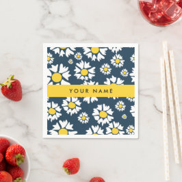 Daisy-mönster, Vita Tusenskönor, Ditt Namn Pappersservett