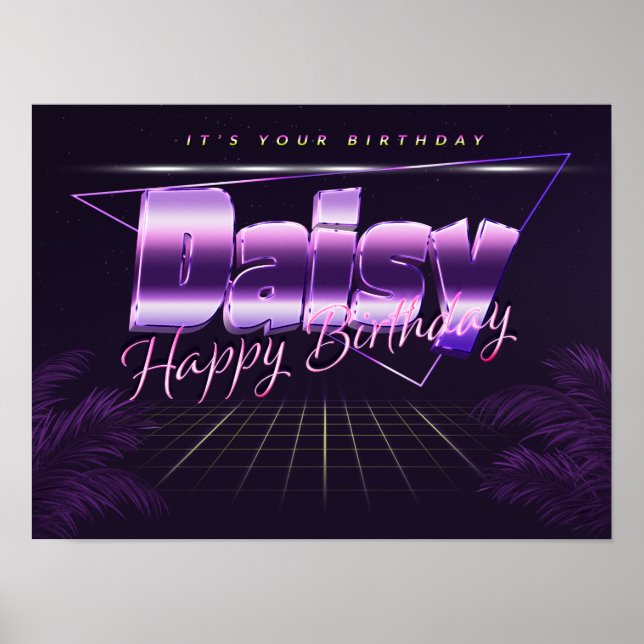 Daisy Namn Vorname lila retro Poster Geburtstag (Framsidan)