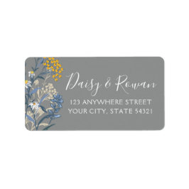 Daisy Navy Blue & Gult Rowan Berries Adress Adressetikett