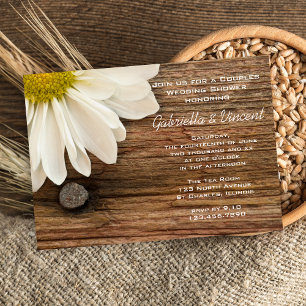 Daisy och Barn Wood Land Par Möhippa Inbjudningar
