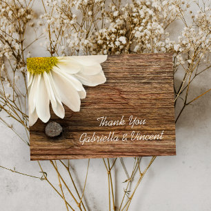 Daisy och Barn Wood Landsbyggsbröllop Tackkort Tack Kort