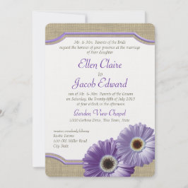 Daisy och Burlap Lavender Lila Inbjudningar