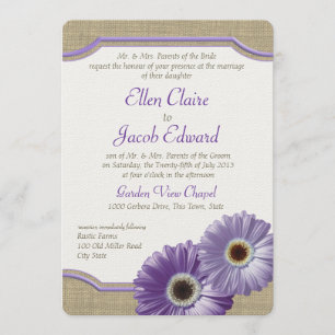 Daisy och Burlap Lavender Lila Inbjudningar