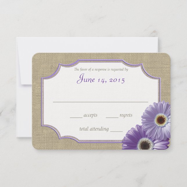 Daisy och Burlap Lavender Lila Reply OSA Kort (Framsida)