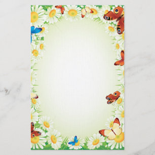 Daisy och Butterflies Blommigt Stationery Brevpapper