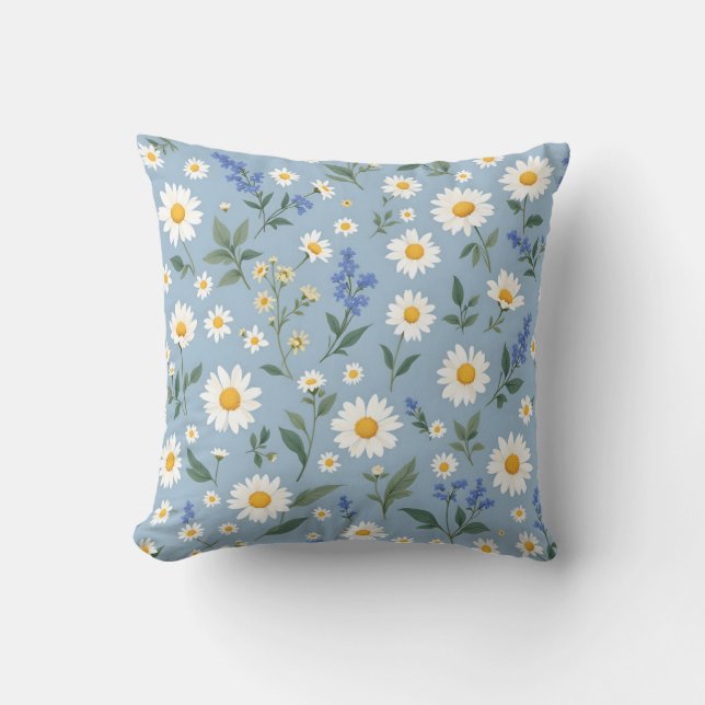 Daisy och drömmar: Ett vismiskt Blommönster Kudde (Framsida)
