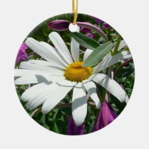 Daisy och Fireweed Wildblomma Julgransprydnad Keramik