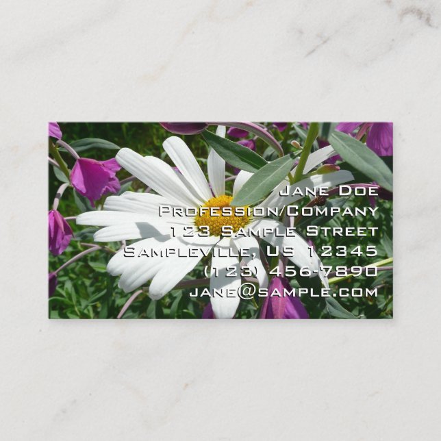 Daisy och Fireweed Wildblomma Visitkort (Framsida)