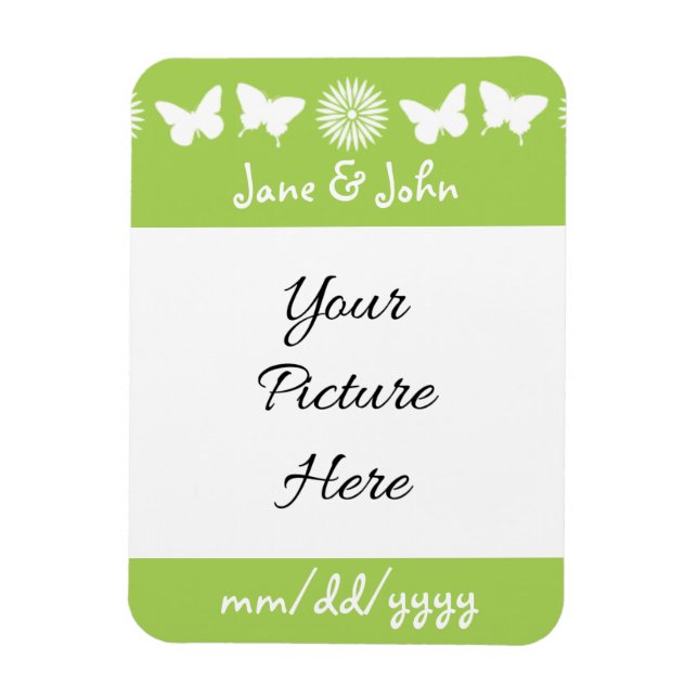 Daisy och fjädrar i Peridot Reminder Magnet (Vertikal)