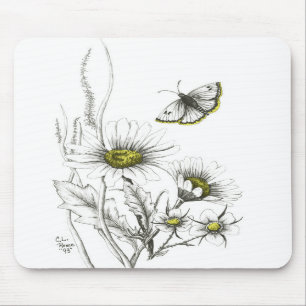 Daisy och fjäril Mousepad Musmatta