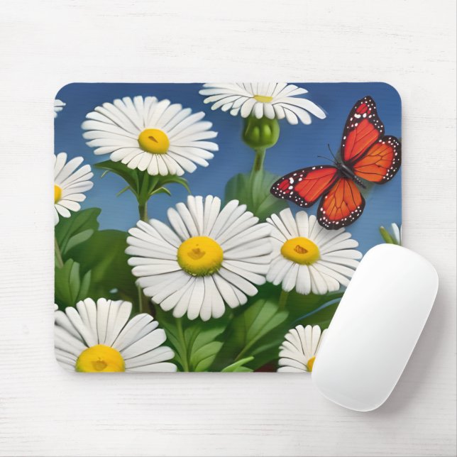 Daisy och fjärilar av artsy Roligt Musmatta (Med mus)