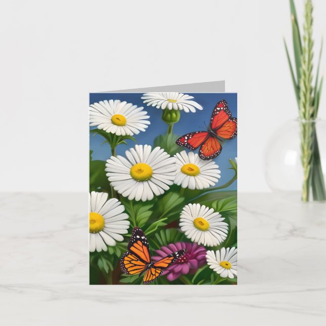 Daisy och fjärilar av artsy Roligt Tack Kort (Framsida)