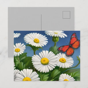Daisy och fjärilar av artsy Roligt Vykort