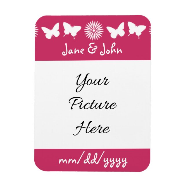 Daisy och fjärilar i hallonmagnet magnet (Vertikal)