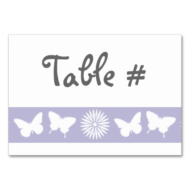Daisy och fjärilar i Lavender Bord Card Bordsnummer (Framsidan)
