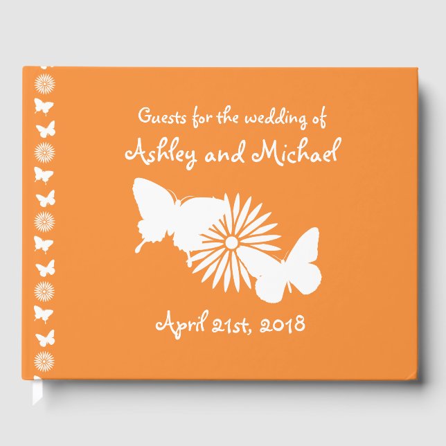 Daisy och fjärilar i Orange Guest Bok (Framsida)