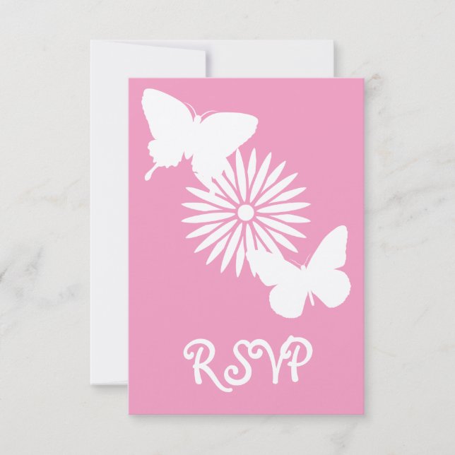Daisy och fjärilar i OSA kort för Petal Rosa (Framsida)