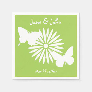 Daisy och fjärilar i Peridot Napkins Pappersservett