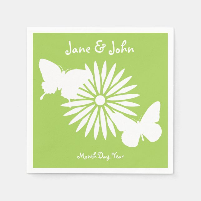Daisy och fjärilar i Peridot Napkins Pappersservett (Framsidan)