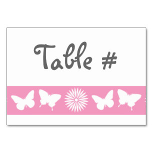 Daisy och fjärilar i Petal Rosa Bord Card Bordsnummer