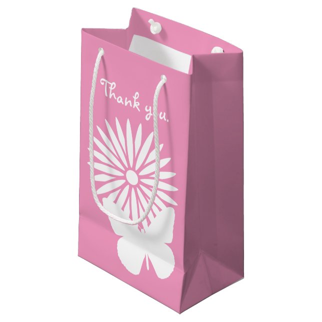 Daisy och fjärilar i Petal Rosa Gift Bag (Framsidan Vinklad)
