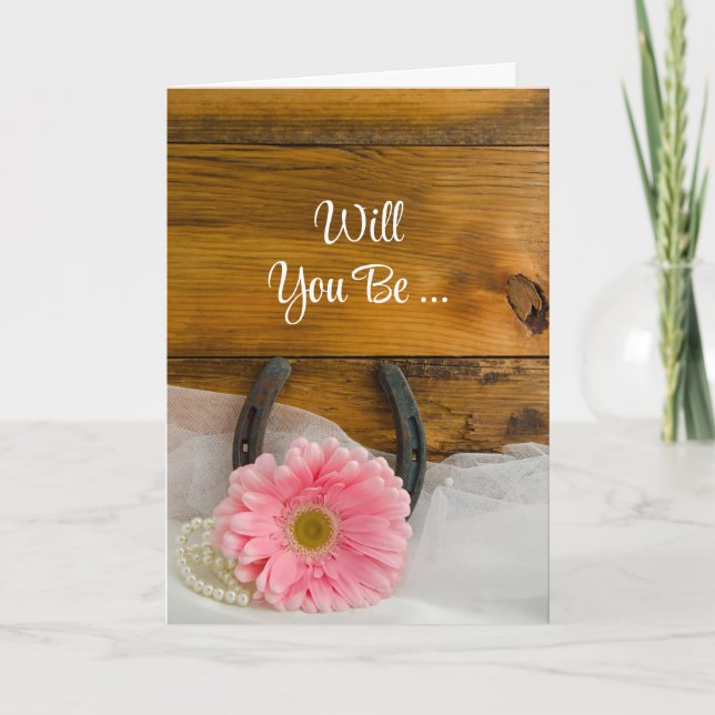 Daisy och hästskon blir du min bridesmaid inbjudan (Framsida)