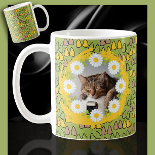 Daisy och katt Öron på Grönt Kaffekat Kaffemugg