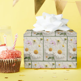 Daisy- och kosblommor på utsatt Papper Presentpapper