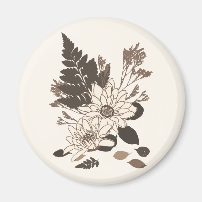 Daisy och Löv - genomskinlig på kräm. Magnet (Framsidan)