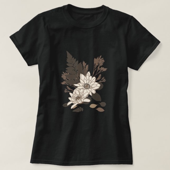 Daisy och Löv - genomskinlig på kräm. T Shirt (Design framsida)