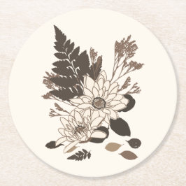 Daisy och Löv - genomskinlig på kräm. Underlägg Papper Rund