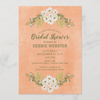 Daisy och persiko-Blommigt Bröllop Möhippa Inbjudningar