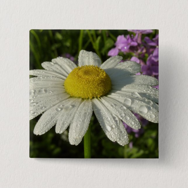 Daisy och sommar Lilac Wildblomma Knapp (Framsida)