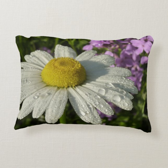 Daisy och sommar Lilac Wildblomma Prydnadskudde (Baksidan)