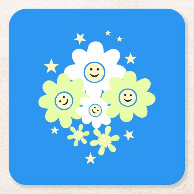 Daisy och stjärnor underlägg papper kvadrat (Framsidan)