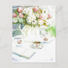 Daisy och tuliper samt vykort för tea