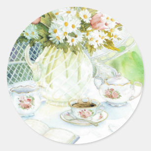 Daisy och tulpan och Tea Runt Klistermärke