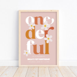Daisy ODERING Modern Boho 1:a födelsedag Poster