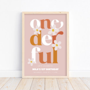 Daisy ODERING Modern Boho 1:a födelsedag Poster