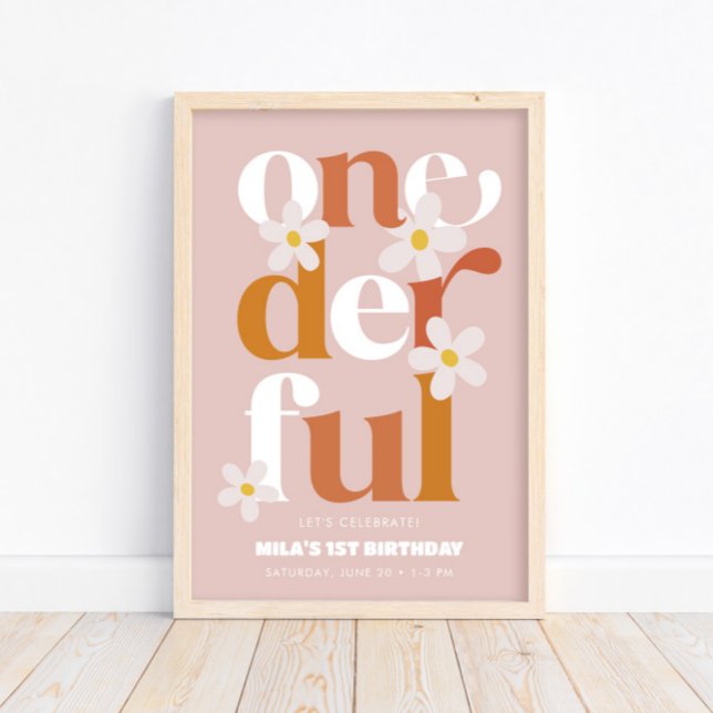 Daisy ODERING Modern Boho 1:a födelsedag Poster (Skapare uppladdad)