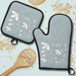 Daisy Oven Mitt & Pot Holder Set - Blommigtens Grö